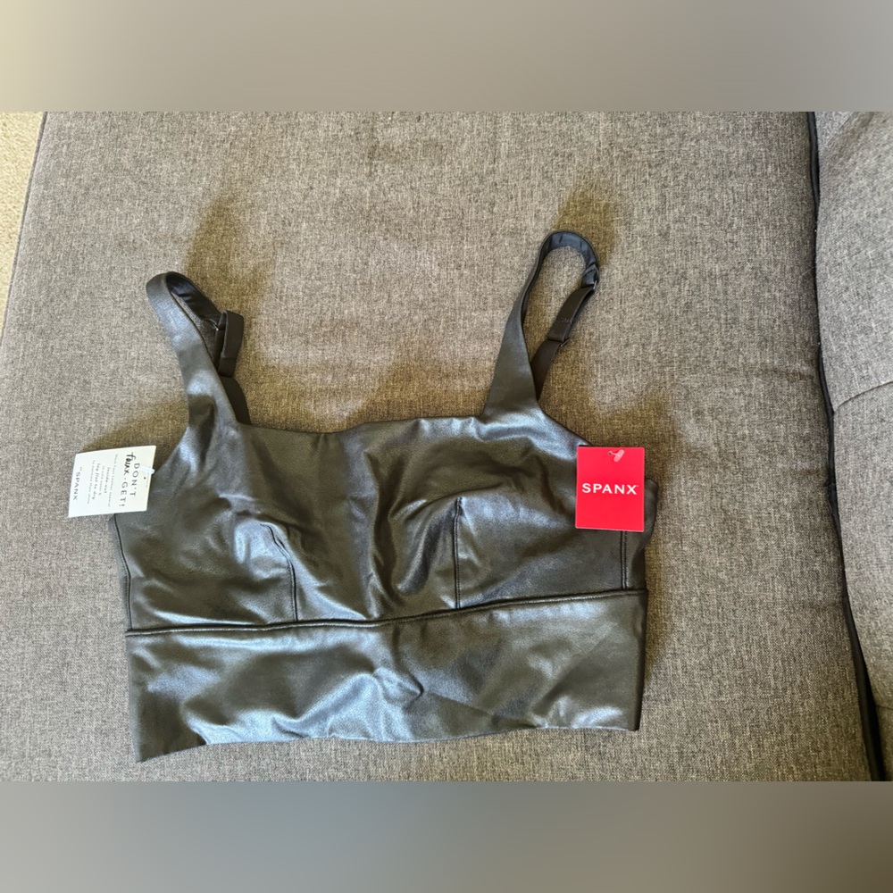 Spanx Faux Leather Longline Square neck Bralette